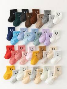 10 Pairs Baby Smiling Face Socks, Suitable For 0-8 Years Old Children - Multicolor - View 4