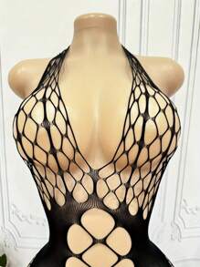 Women's Sexy Jumpsuit, Jumpsuit, See Through Fishing Net Jumpsuit, Hollow Neck Hanging Transparent Sleeveless And Crotch Jumpsuit, Women's Sexy Lingerie And Underwear - Suitable For Valentine's Day Gifts/Anniversary Gifts/Confident Night Outings