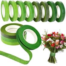 1 rollo de 28m/1/6 de cinta decorativa floral, cinta floral verde para ramos de flores, manualidades florales, suministros de florería, arreglos florales de boda