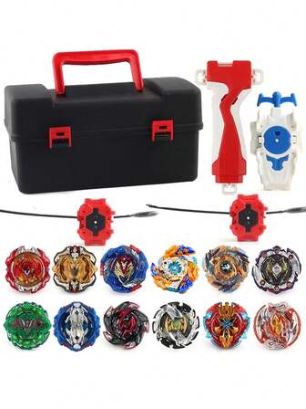 Set di 17 pezzi di giocattoli giroscopici esplosivi in una scatola portatile, assemblabile a piacere, ottimo per Natale o come regalo per bambini