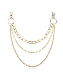 1 pezzo Catena in metallo multistrato stile punk argentata, accessorio di moda versatile per jeans