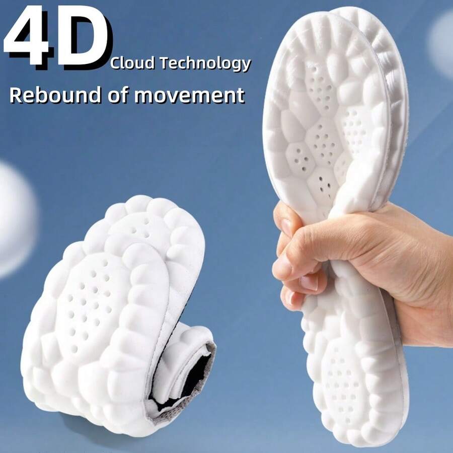 1 双 4D 运动鞋垫,超柔软高弹鞋垫,减压防臭鞋垫,跑步鞋垫,鞋靴配件,多种尺寸可选,适合运动、户外、徒步旅行、旅行、跑步、健身散步、背部旅行学校用品 - PU-灰面白底 - 查看 1