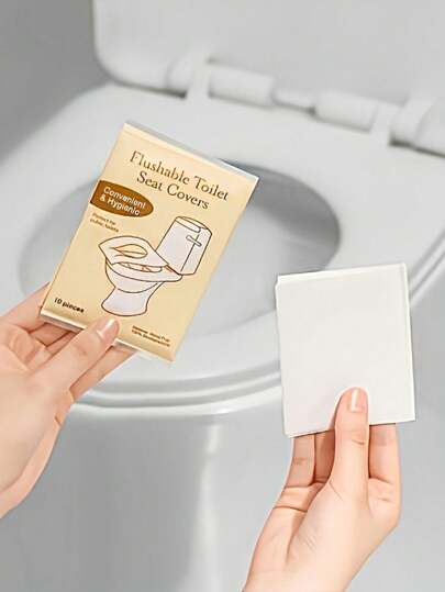 50 غطاء مقعد المرحاض المحمول - غطاء مقعد مرحاض محمول للسفر والفنادق، مغلف بشكل فردي، بحجم كبير عالمي محمول للنظافة الصحية، مناسب للمراحيض العامة والطائرات والرحلات البرية