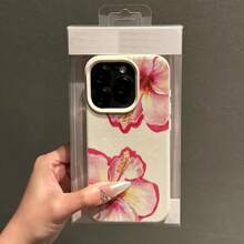 Funda de teléfono con flor, 1 pieza de material TPU con patrón de flor de hibisco rosa, compatible con iPhone/teléfonos Redmi