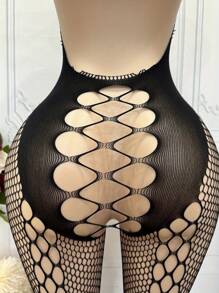 Women's Sexy Jumpsuit, Jumpsuit, See Through Fishing Net Jumpsuit, Hollow Neck Hanging Transparent Sleeveless And Crotch Jumpsuit, Women's Sexy Lingerie And Underwear - Suitable For Valentine's Day Gifts/Anniversary Gifts/Confident Night Outings