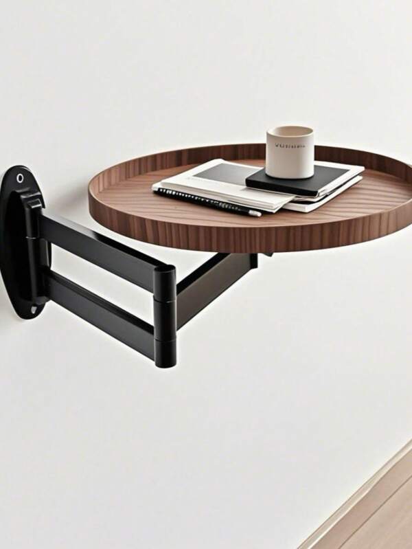 360° Rotating Folding Bedside Shelf, Suspended Creative Wall Mounted Small Table, Compact Round Bedside Table For Bedroom, Suitable For Living Room