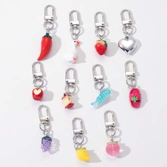 1 件迷你辣椒与鹅设计钥匙扣、水果盒和耳机壳吊坠汽车配件可爱哥特 Y2k 圣诞礼物创意包袋配件挂绳带身份证夹汽车配件包袋吊饰