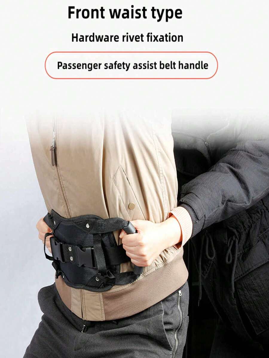 Motorcycle Rear Seat Grab Handle, Adjustable Waist Belt Handle For Yacht, Speedboat Passenger, ATV, Snowmobile Waist Support, Riding Rear Seat Grab Rope - Black - View 1