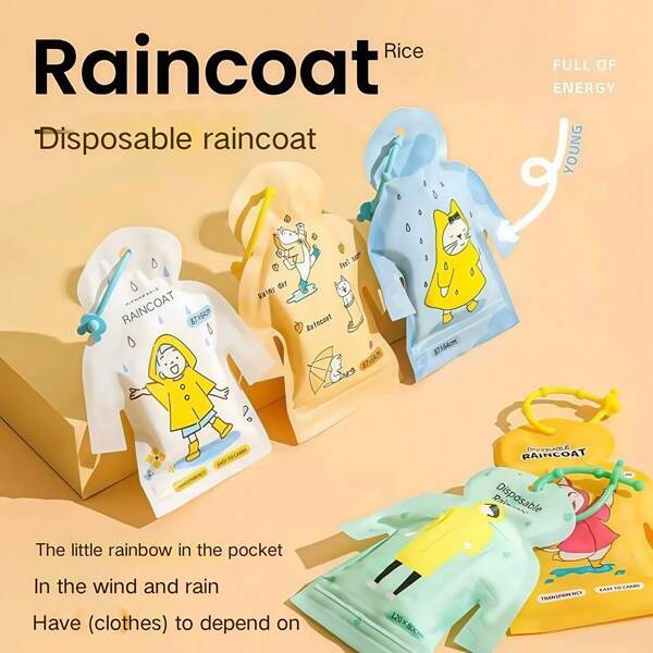 Minions Kids & Adults Disposable Raincoat - Waterproof Windproof With Hood, Tear-Resistant EVA Fabric | Perfect For Hiking, Commuting, Sports