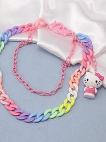 Sanrio 1pc Colorful Double-Layer Waist Chain - Dopamine Style, Cute Character Pendant, Waist Chain Accessory, Suitable For Everyday Wear, Street Decoration