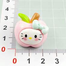 Sanrio (Authorized) 1pc Sanrio Cartoon Apple KT Cat Resin Accessories Cream Glue DIY Hair Clip Headband Phone Case Shoe Buckle Pendant Material, Suitable For Various Holiday Gifts And Party Gifts