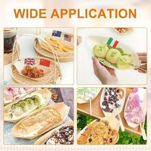 50/100 piezas de bandejas de barco de madera desechables, mini barcos de comida, bandejas de hoja de plato frío para sushi, bolas de tentáculo japonés, alas de pollo frito, tazones de madera para donas, cajas para llevar sashimi, platos para tartas de cumpleaños, adecuado para catering/uso familiar/camping/fiestas