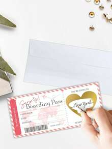 10pcs Surprise Boarding Pass Gift Ticket DIY Scratch-Off Travel Ticket Set With Envelope Surprise Revelation Ticket Gift Scratch-Off Card, Travel Memento - Multicolor - View 1