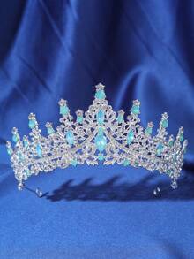 1pc Luxurious Purple Red Semicircular Crown Rhinestone Jewelry Wedding Beautiful Bride Party Ladies Crown Royal Tiaras Costume Crown Hair Garland Headpiece - Silver - View 8