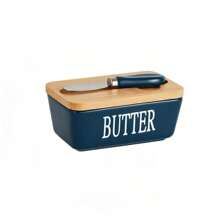 1pc 350ml Ceramic Butter Jar With Lid And Butter Knife, 4 Colors Available - Perfect For Home Cheese Jar, Butter Box, Butter Knife, Cheese Knife, Scraper - Butter Container, Sealed Butter Box, Butter Dish