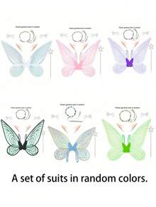 1 套蝴蝶天使翅膀服装派对角色扮演表演道具仙女翅膀，多色可选 - 綠色 - 查看 22