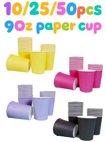Macaron-farbige Einweg-Kaffeebcher, 10/25/50 Stücke hitze- und kältebeständige Getränkebcher für Wasser, Tee, Saft, farbige hitzebeständige Pappbecher, auslaufsichere Einweg-Kaffeebcher, geeignet für 50 Gste, heiße und kalte Getrnke, saisonale Geburtstagsfeiern, Ostern, Bridal-Shower, Hochzeiten, Teepartys, Weihnachten, Valentinstag und Babyparties, geeignet fr Badezimmer, Familienpicknicks, Partys, Bürozusammenkünfte, Picknicks, Reisen, rosa, schwarz, gelb, lila.
