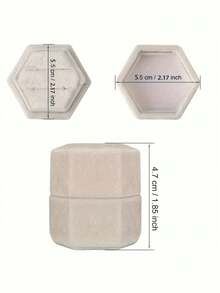 2pcs/1pc Customized Hexagon Velvet Ring Box Wedding Engagement Gift Single/Double Ring Storage Display Holder, Elegant Retro - Multicolor - View 11