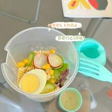 2pack,1000ml/33.8oz, Salad Cup, Salad Shaker, Plastic Healthy Salad Container (With Fork), Salad Dressing Rack, Picnic Lunch Breakfast Salad Cup, Kitchen Supplies, Kitchen Gadgets, Back To School Supplies 1000ml/33.8oz