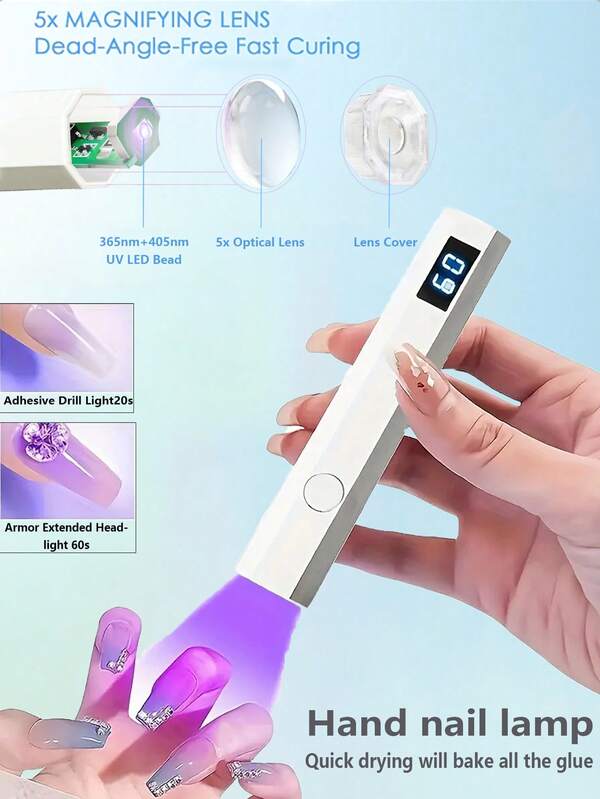 1 pezzo Lampada UV portatile per unghie, Mini lampada per unghie, Lampada LED portatile per unghie, Asciugatore per unghie a ricarica USB con rapida asciugatura, Lampada rosa a tubo diritto per ricarica, Piccola lampada per unghie portatile a batteria, Lampada per fototerapia portatile, Forniture per unghie, Strumenti per unghie, Strumenti per arte di unghie, Ritorno a scuola, Unghie, Strumenti per unghie per unghie finte