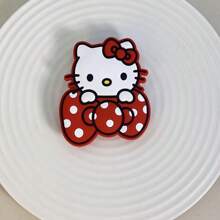 Sanrio Hello Kitty Oversized Bow Cartoon Pattern Portable Foldable Smartphone Stand & Desktop Holder With Decorative Sanrio Accessories, Suitable For Mobile Devices Compatible With IPhone, Android Phone, Gift For Birthday, Family, Friends Push-Pull Phone Grip, Phone Holder, Phone Accessories