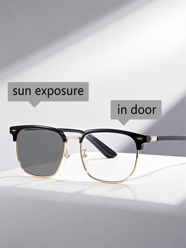 1pc Men Fashion Glasses, Business Style Glasses Frames Fashion Glasses, Photochromic, Indoor And Outdoor, Driving Fishing Hiking Cycling Running Golf Everyday Use For Summer Beach Vacation,Outdoor,Travel