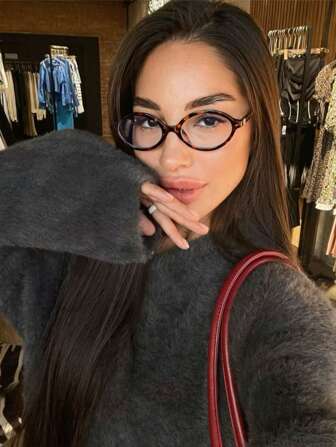 1 副椭圆形复古多功能透明镜片时尚眼镜，时尚透明眼镜