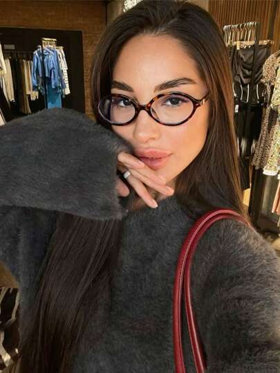 1 Pair Oval Retro Versatile Transparent Eyeglasses, Fashionable Clear Lens Glasses