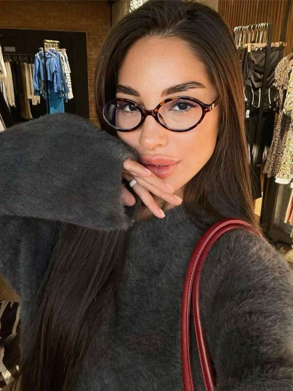 1 Pair Oval Retro Versatile Transparent Eyeglasses, Fashionable Clear Lens Glasses