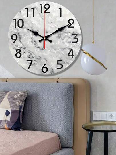 Moderne Wooden ation Wand Clock, Grijs Zwart Marble Oil Painting Silent Quartz Living Room Bedroom, Spiritual Home Office Hanging, Ho warming 10 "12" Klok Bedroom Dormitory Back To School view 3