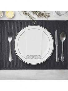 30pcs/Pack Disposable Linen-Feel Guest Hand Towels - White Decorative Napkins, Silver Floral Paper Towels, Suitable For Home Gatherings, Outdoor Parties, Weddings - Silver - View 3