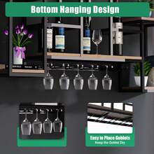 HaroldDol Wine Rack Table - Black Shelf + Wood Color Upper and Bottom - View 3