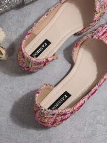 新款女士春秋尖头一脚蹬平底鞋，时尚花卉镂空舒适防滑休闲鞋，适合办公室、派对、购物、学生、优雅 - 彩色 - 查看 5