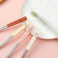 1pc 24CM Cute Capybara Pattern Chinese Chopsticks, Portable 316 Stainless Steel Anti Slip Chopsticks With Cutlery Box, Resistant And Reusable Sushi Stick, Durable And Mildew Resistant Food Sticks, Dishwasher Friendly, Suitable For Student And Adult Use In Home, School, Office, Outdoor Camping, Picnic, Travel,School Supplies - Multicolor - View 4