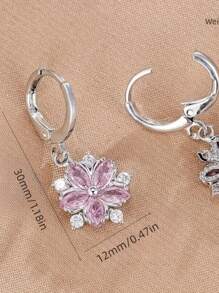 1 par de brincos de zircônia floral da moda para mulheres, joias, brincos adequados para uso diário, acessórios diários, presente para o Dia dos Namorados, mãe, dia das mães