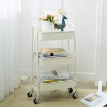 Storage Cart, Utility Cart With Wheels, Kitchen Cart, Serving Cart, Metal Cart With Wheels, 3 Tier Rolling Cart, Organizer Cart For Bedroom, Bathroom, Office, Three Tier Kitchen Or Multipurpose Cart With Wheels (FRUTA-002 1690 2090) - CARRO-PY-LILA - Xem 6