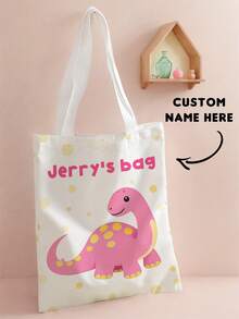 1pc Customizable Name/Text Graphic Print Casual Tote Bag, Reusable Fashion Shoulder Shopping Bag, Multipurpose Shoulder Tote - Multicolor - View 7