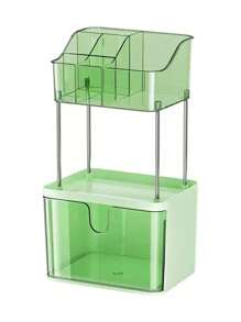 Fashion Crown Style Dresser Organizer Set - Transparent Makeup And Jewelry Storage Cabinet, Easy Pull Design, Can Store Light Beige Skincare, Brushes, Eyeshadows, Lotions, Lipsticks And Nail Polish,For Holiday Beach, Bathroom Collection, Bedroom Collection, Large Capacity