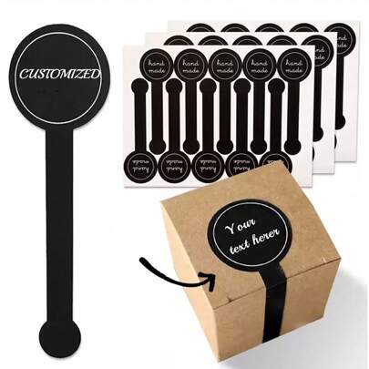 [Custom] 1 Customizable Packaging Seal Sticker, Suitable For Popcorn, Cake Boxes, Baking, Black Matte Polka Dot Seal Sticker,Graphic Print