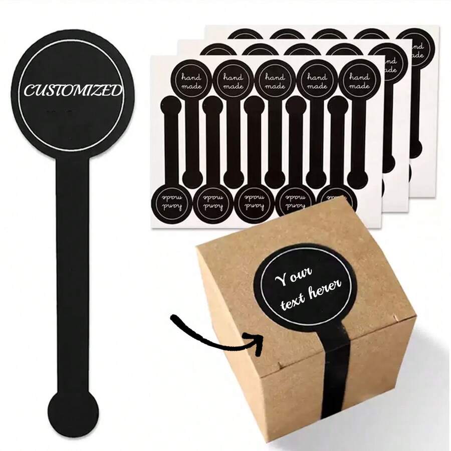 [Custom] 1 Customizable Packaging Seal Sticker, Suitable For Popcorn, Cake Boxes, Baking, Black Matte Polka Dot Seal Sticker,Graphic Print - Black - View 1