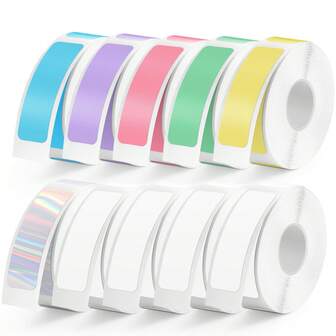 Cinta de etiquetas de color D30, cinta para etiquetadora de 12mm*40mm (0.47"X1.57") Etiqueta autoadhesiva de papel térmico para impresoras de etiquetas térmicas D30 D32, D35, P11, P12, P15 y talla grande