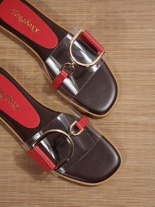 New Fashion Chic Women's Flat Beach Sandals - Burgundy - View 4