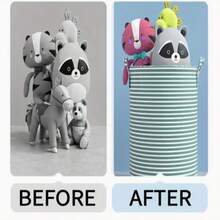 1 件 12*16 英寸简约条纹洗衣篮，可折叠浴室收纳盒，玩具和衣物收纳篮，卧室整理篮 - 彩色 - 查看 5