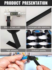 1 rolka 18 m mocna taśma elektryczna, taśma izolacyjna z PVC, wodoodporna taśma elektryczna, izolacja przewodów, mocna samoprzylepna, wysoka lepkość, odporność na zimno, odporność na wysoką temperaturę, wodoodporna i odporna na wilgoć, stosowana do taśmowania wiązek przewodów w samochodach, przez elektryków, majsterkowiczów i właścicieli domów - idealna do napraw i projektów elektrycznych