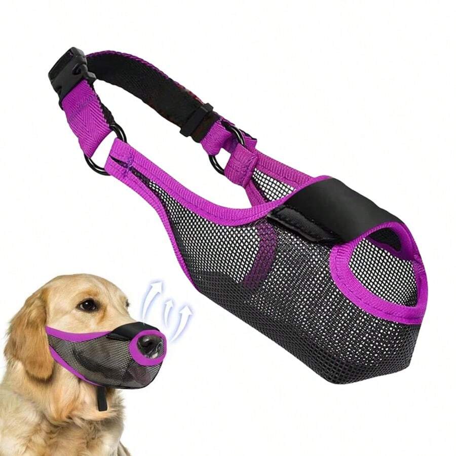 Dog Muzzle Breathable Mesh Dog Muzzle Basket Adjustable Dog Mouth Guard Muzzle With Front Opening Design For Small Medium Large - Multicolor - View 1