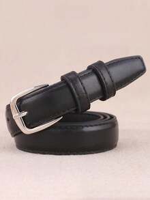 1pc Black & Coffee PU Leather Casual Adjustable Belt, Fashion Minimalist Design Suitable For Daily Use Summer, School Fall, Autumn, Halloween