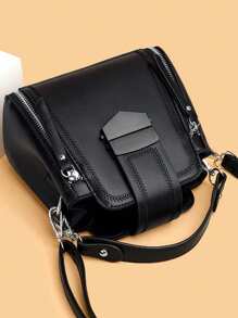 New Retro Classic Mini Locking Handbag Anti-Theft Crossbody Bag Casual One Shoulder Purse For Women, Minimalist Design