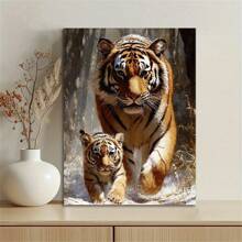 1pc PcTiger And Cub Canvas Print Poster - Frameless Wall Art For Home, Office, Living Room, Bedroom, Cafe - Decorative Painting, Ideal Gift For Friends And Colleagues,No Frame
