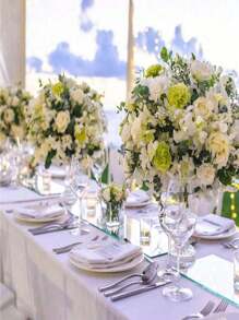 1/4pcs Disposable Party Tablecloth, PEVA Material, White Color, For Birthday, Dessert, Family Gathering, Party Decoration, Christmas, Mother's Day, Graduation