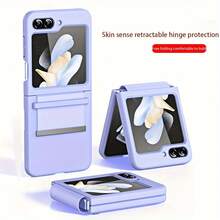 Funda para teléfono compatible con Galaxy Z Flip3/4/5/6, de unicolor ultra delgado, minimalista, con cobertura completa y anticaídas, con cordón - Negro - Ver 4